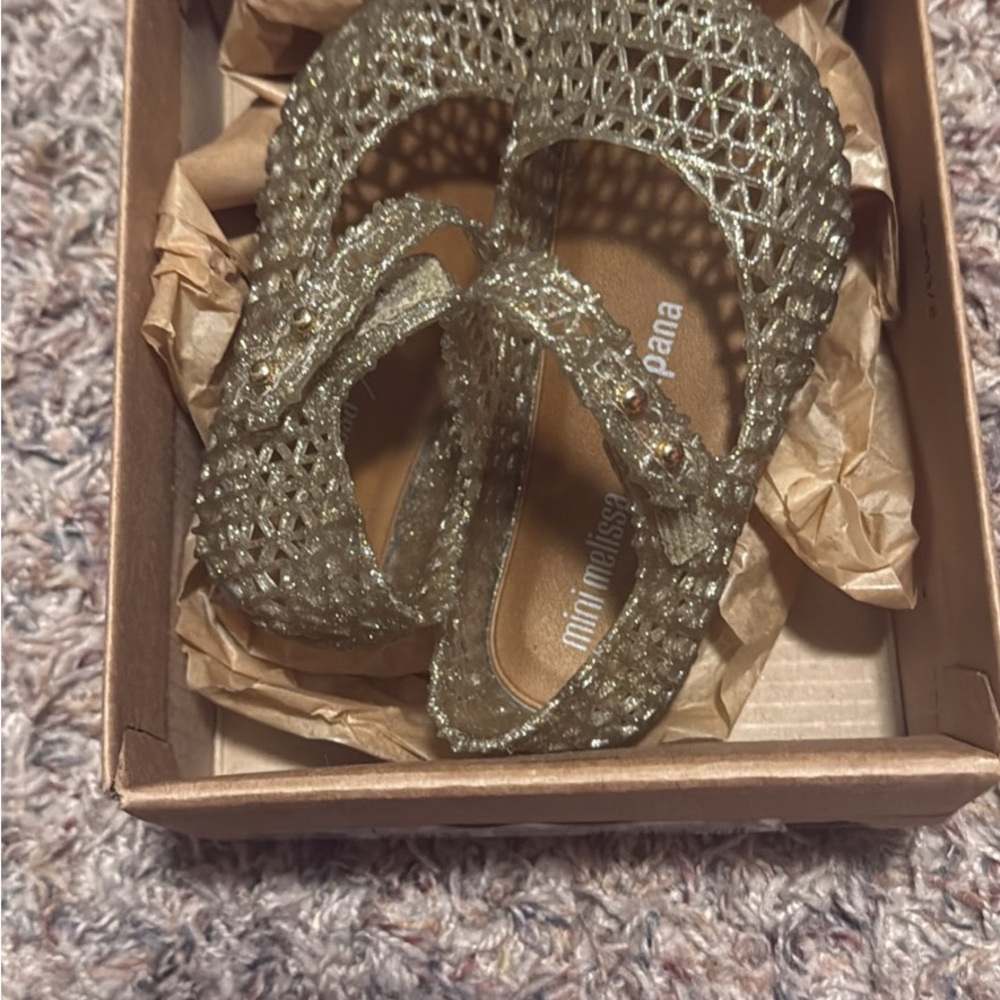 Mini Melissa Sparkling Gold Mesh Shoes